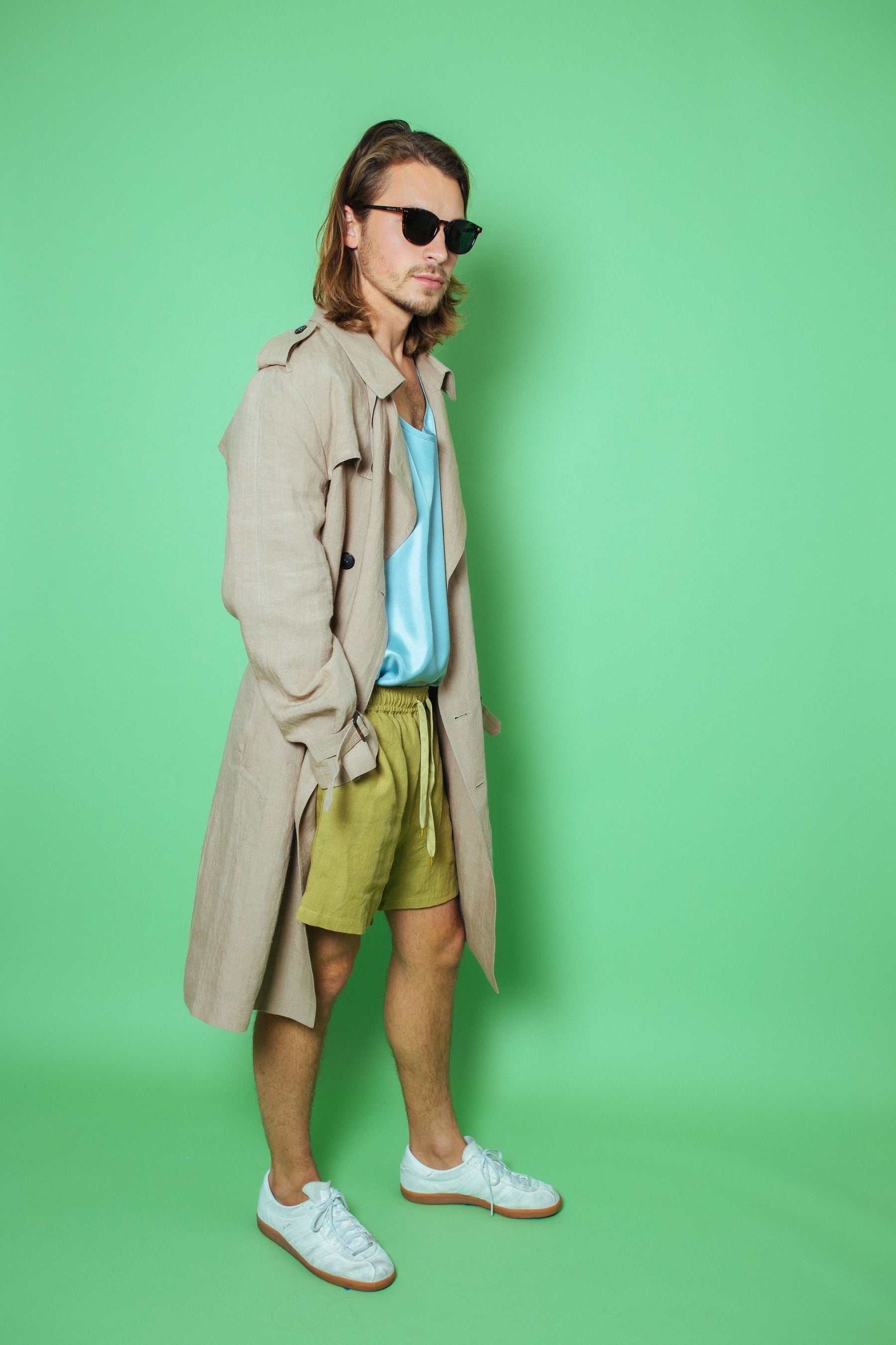 Paolo Linen Short Khaki 