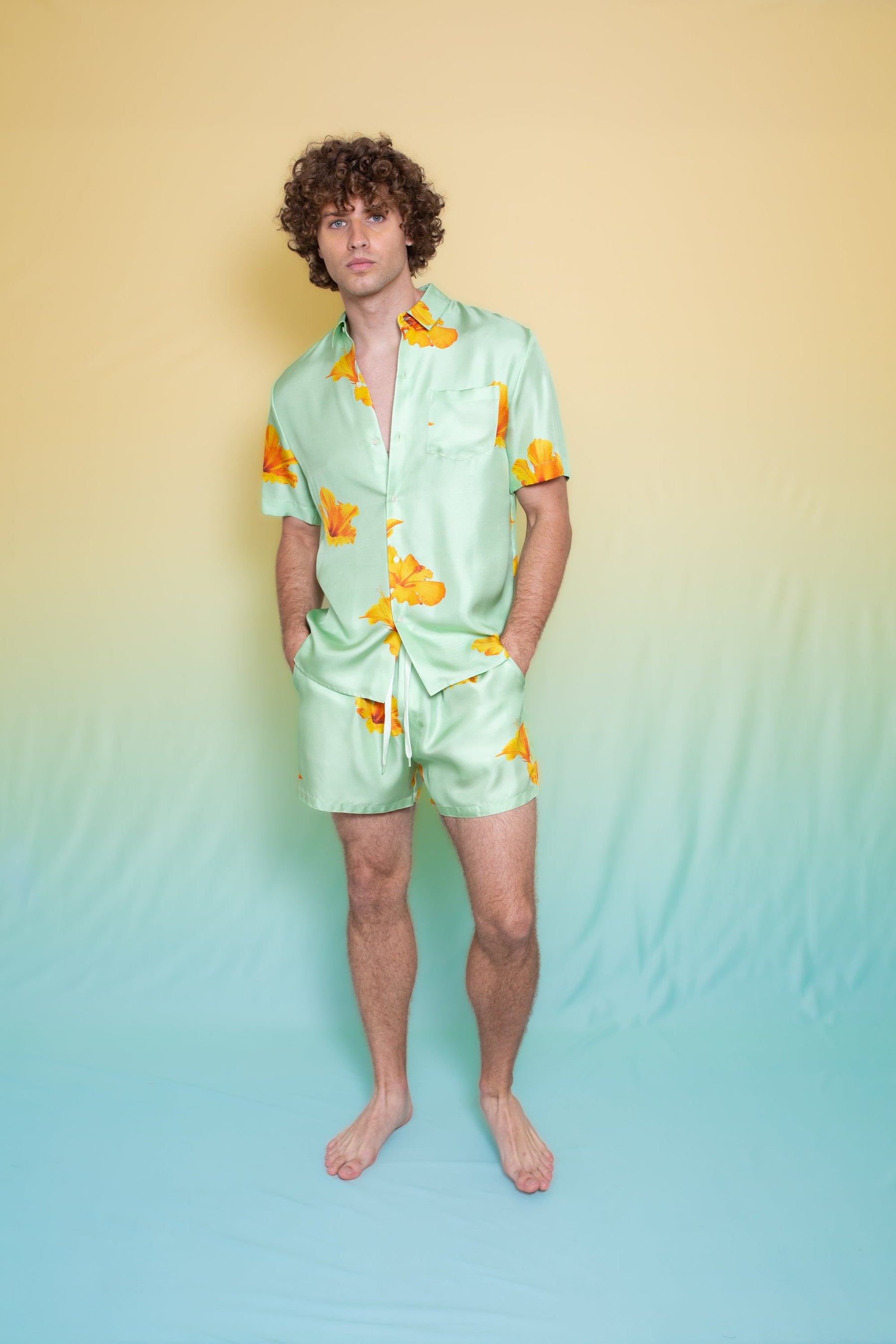 Paolo Silk Short Pistachio Hawaii 