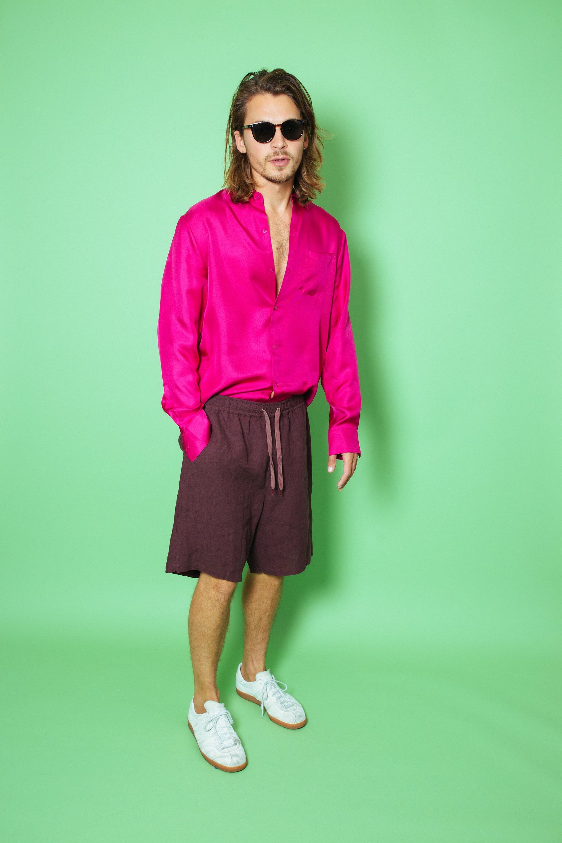 Basketball Linen Short Burgundy 