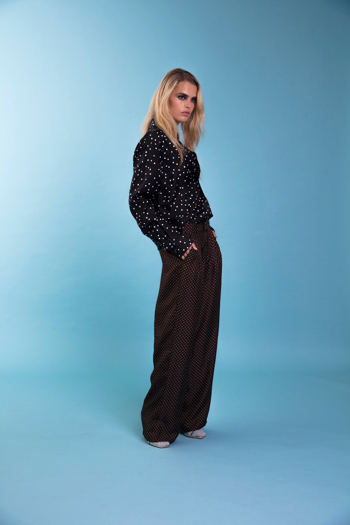 Salinas Silk Trouser Chocolate Dot 