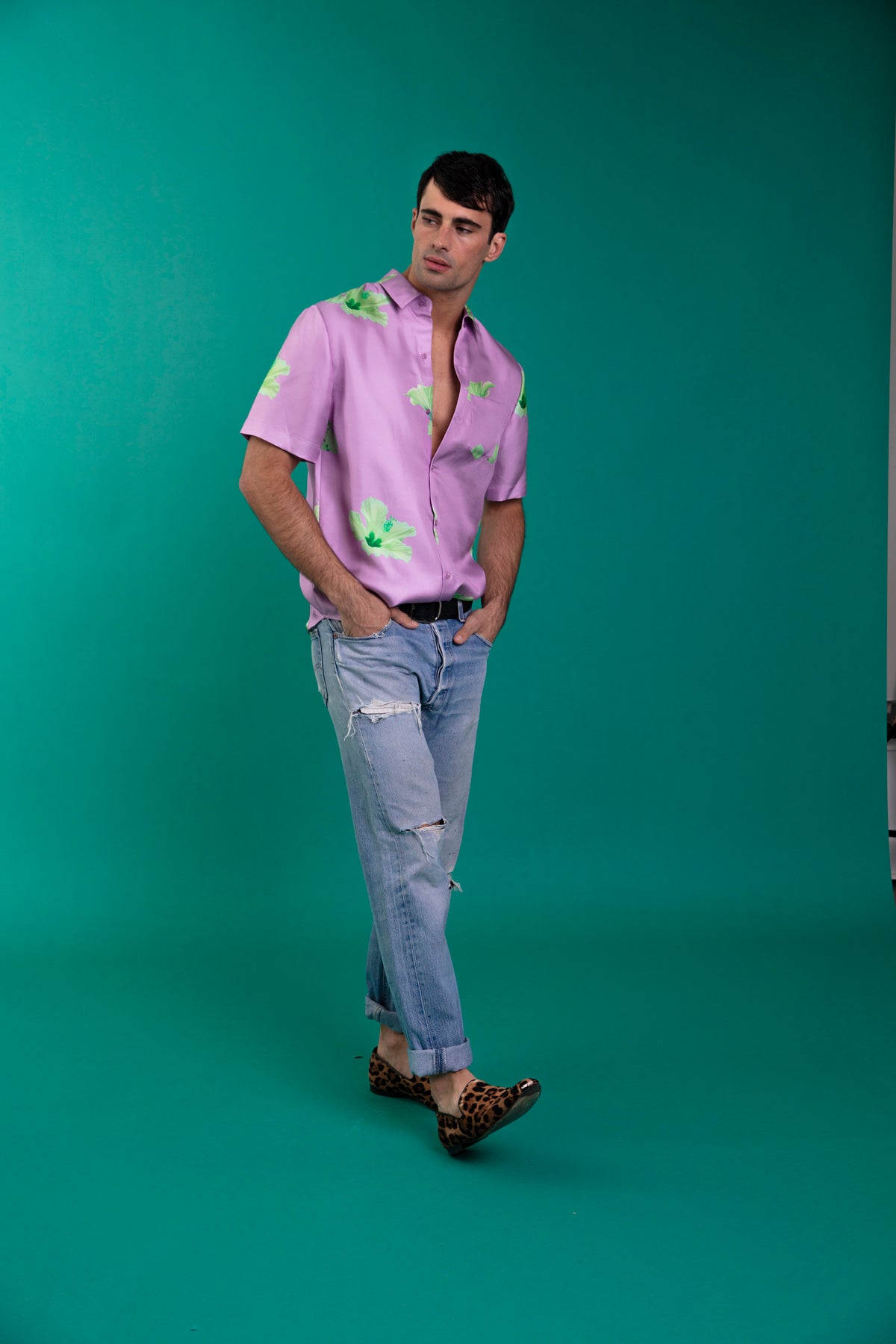 Boyfriend Silk Shirt Lilac Hawaii 