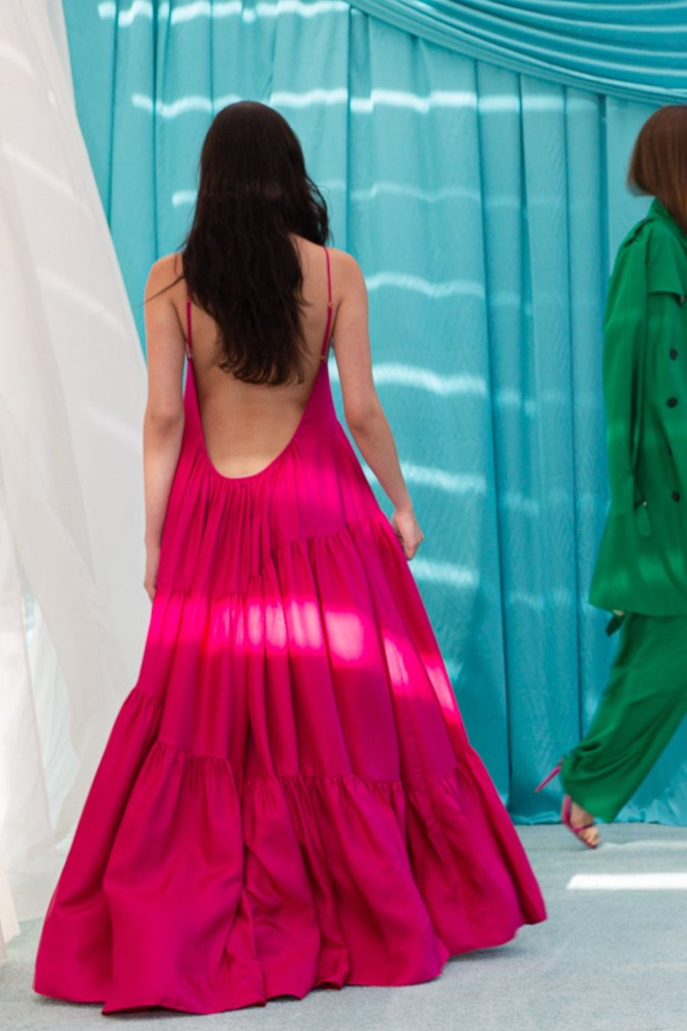 Malibu Silk Maxi Dress Fuscia