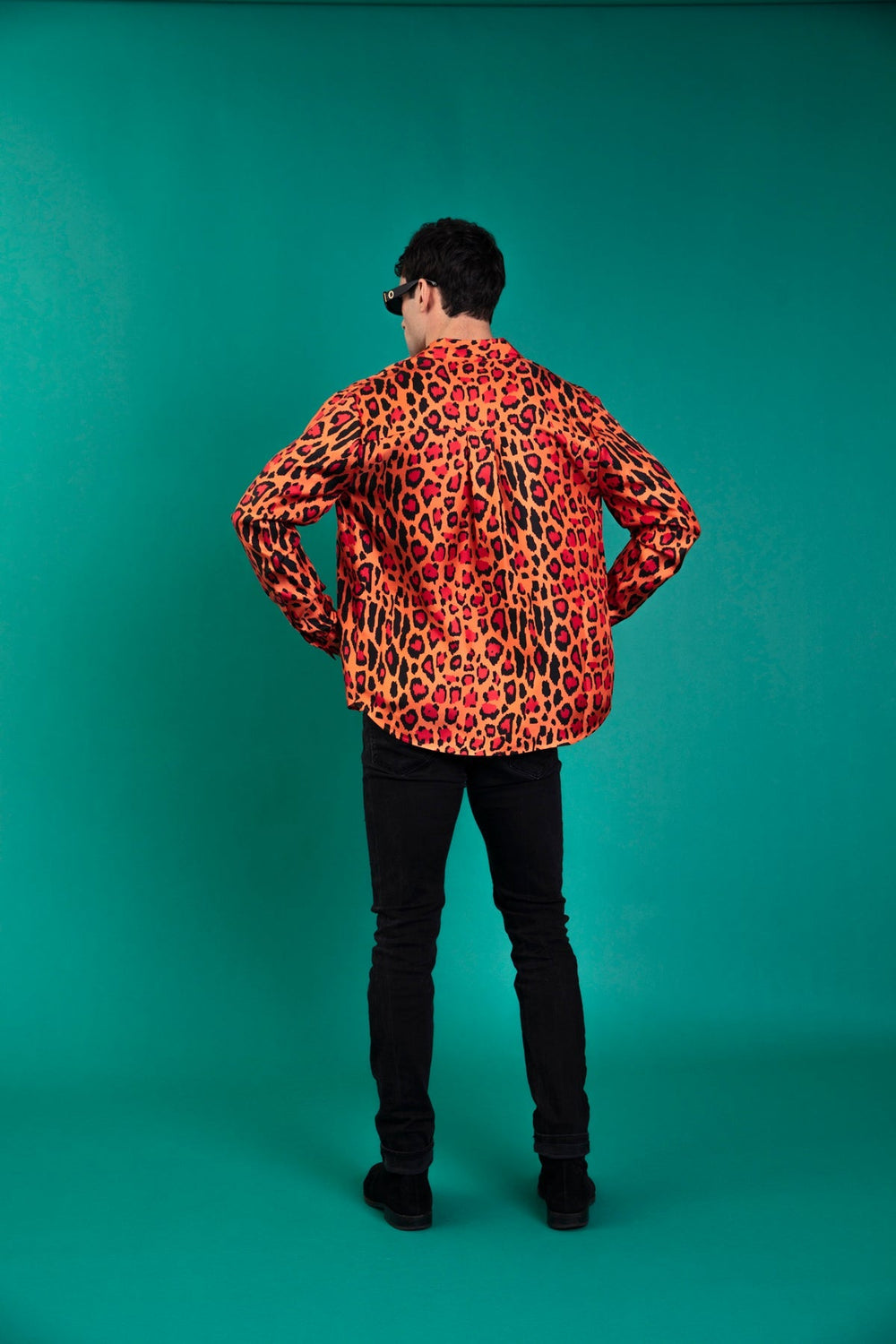 Ruben Long Sleeve Silk Shirt Red Jaguar 