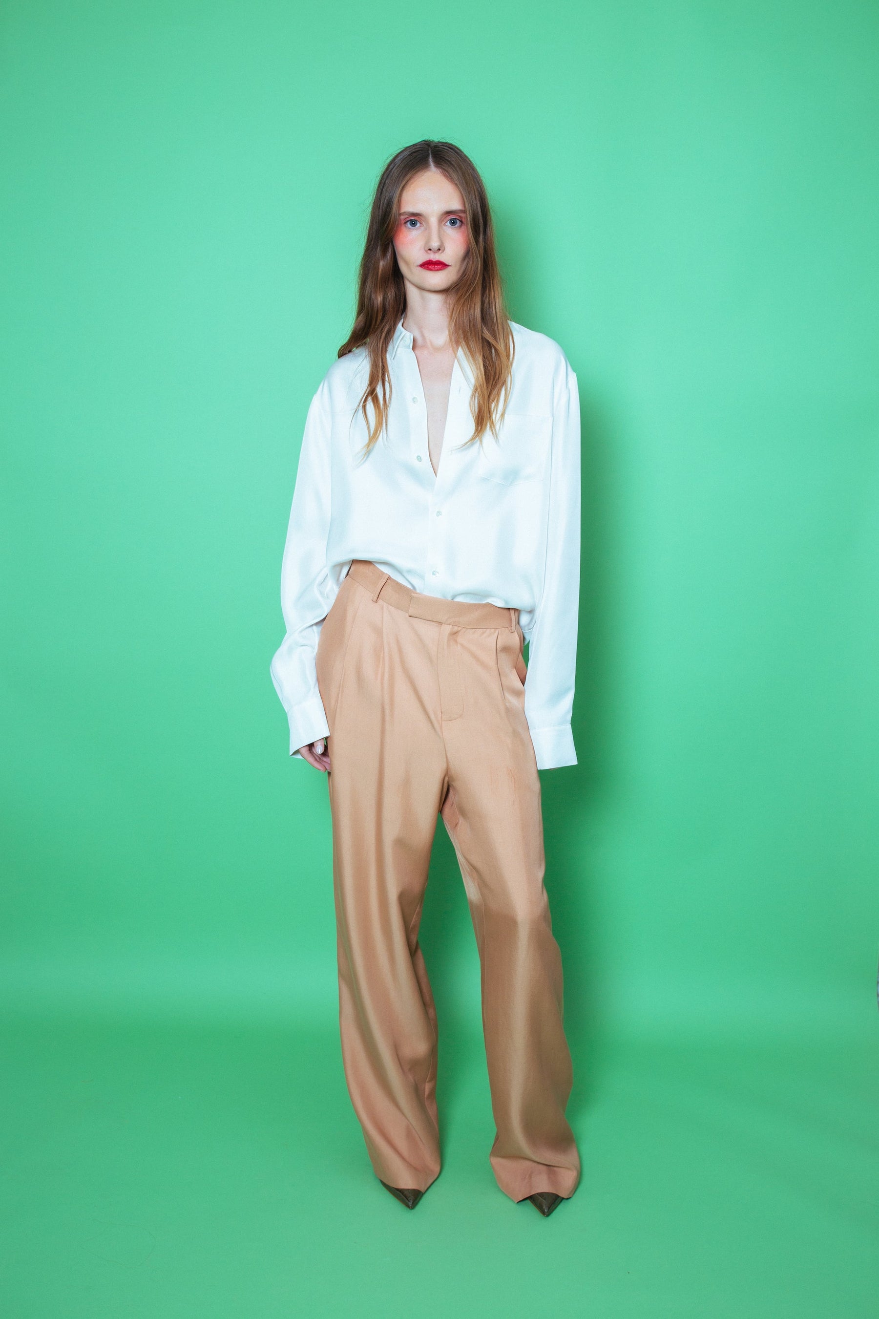 Ruben Long Sleeve Silk Shirt White 