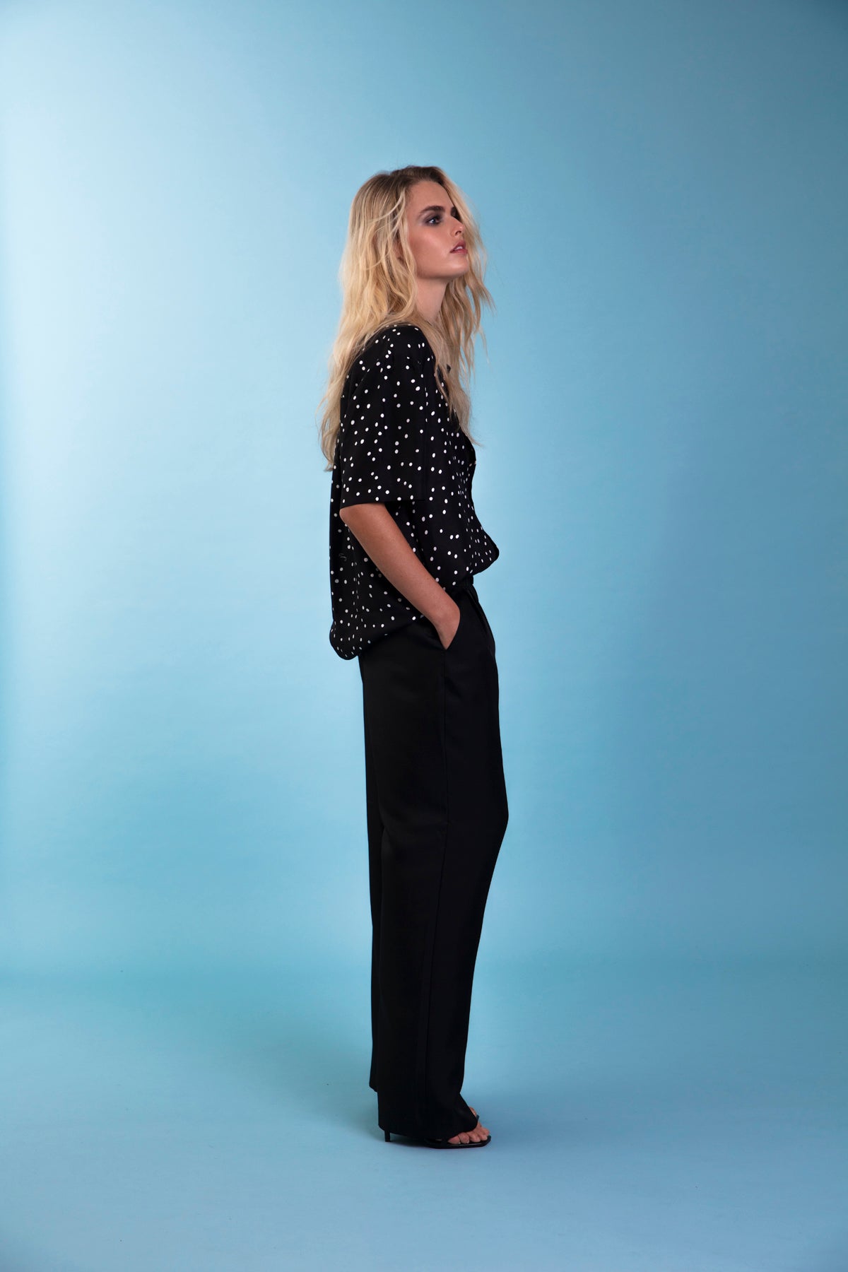 Boyfriend Silk Shirt Black Dalmatian 