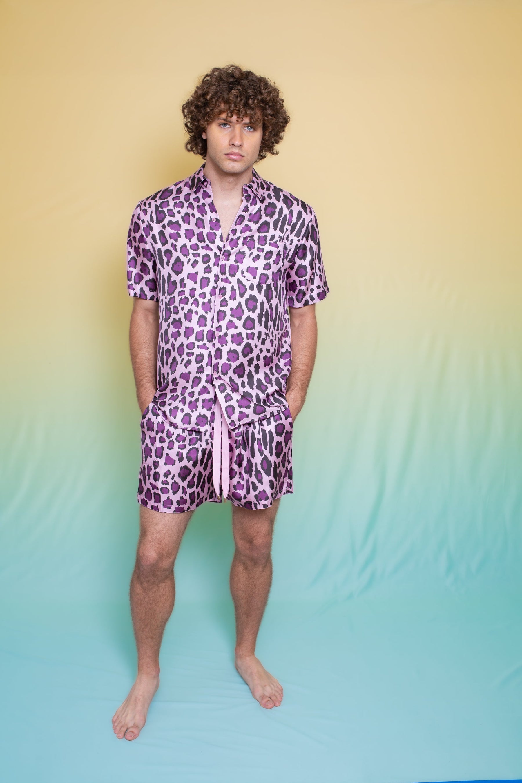 Paolo Silk Short Violet Jaguar 