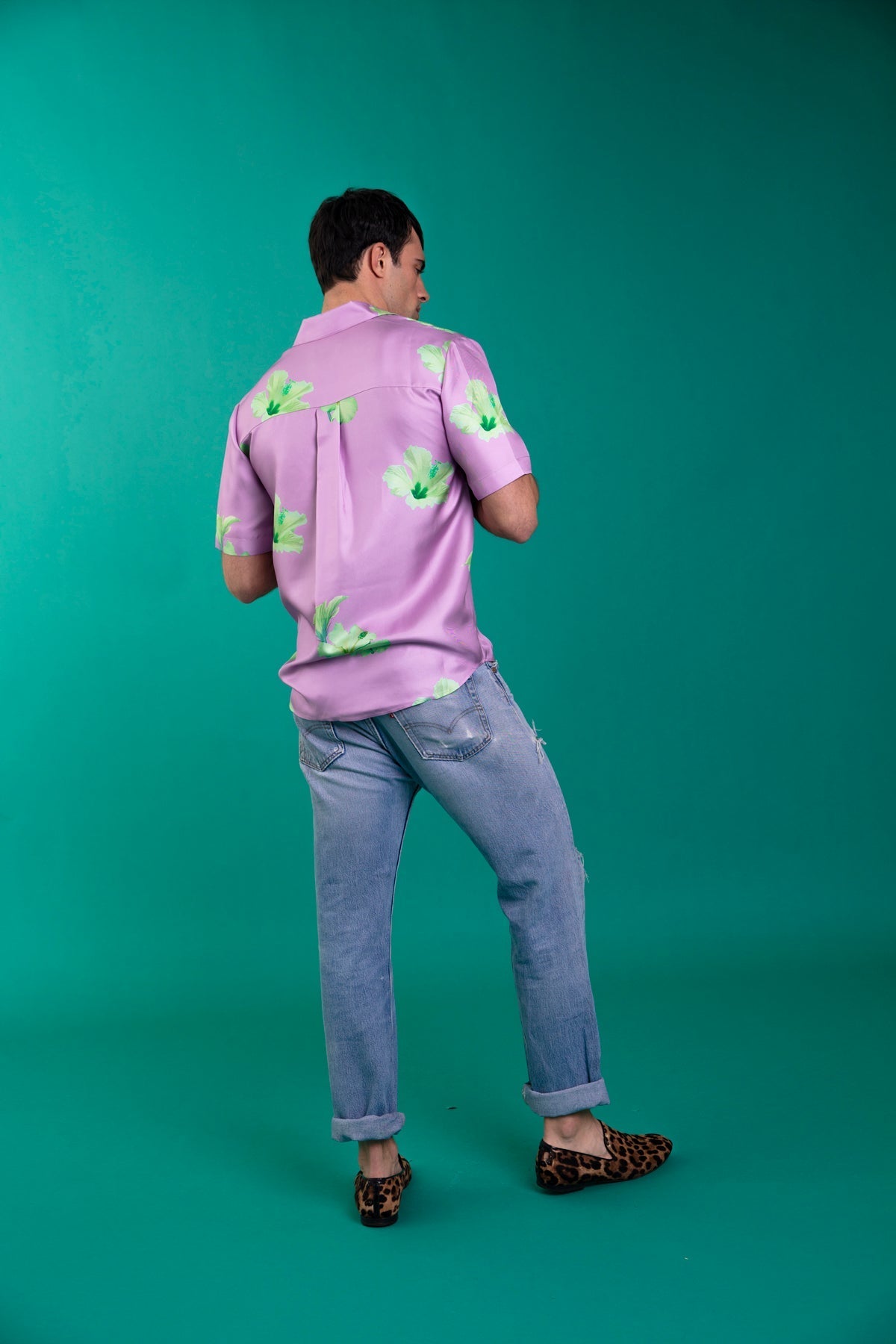 Boyfriend Silk Shirt Lilac Hawaii 