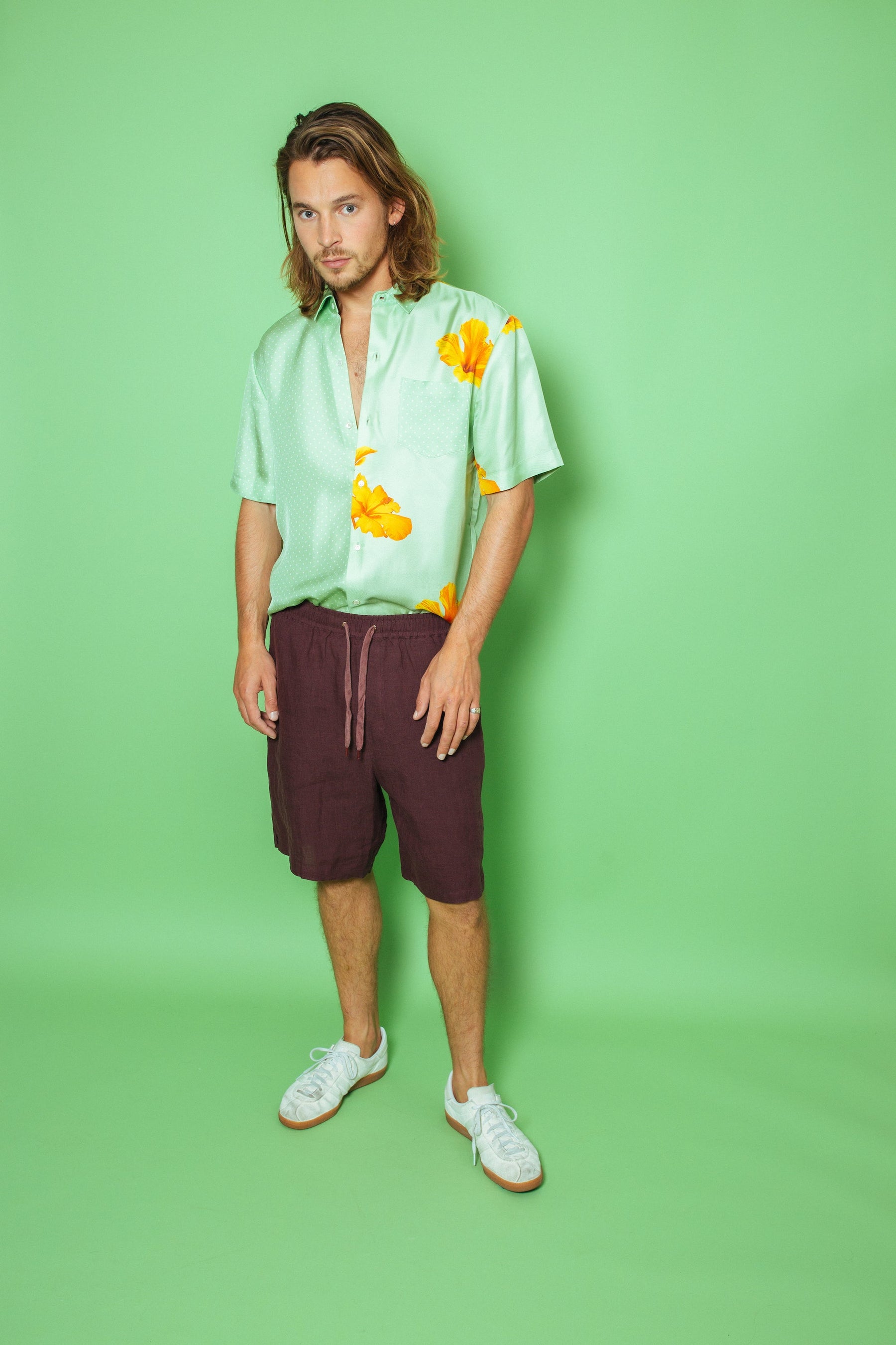 Basketball Linen Short Burgundy 