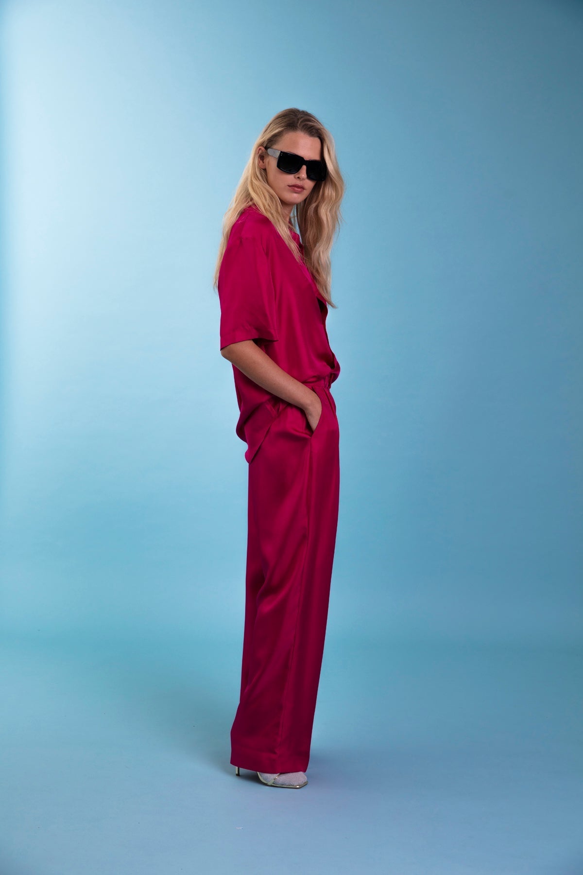 Boyfriend Silk Shirt Fuscia 