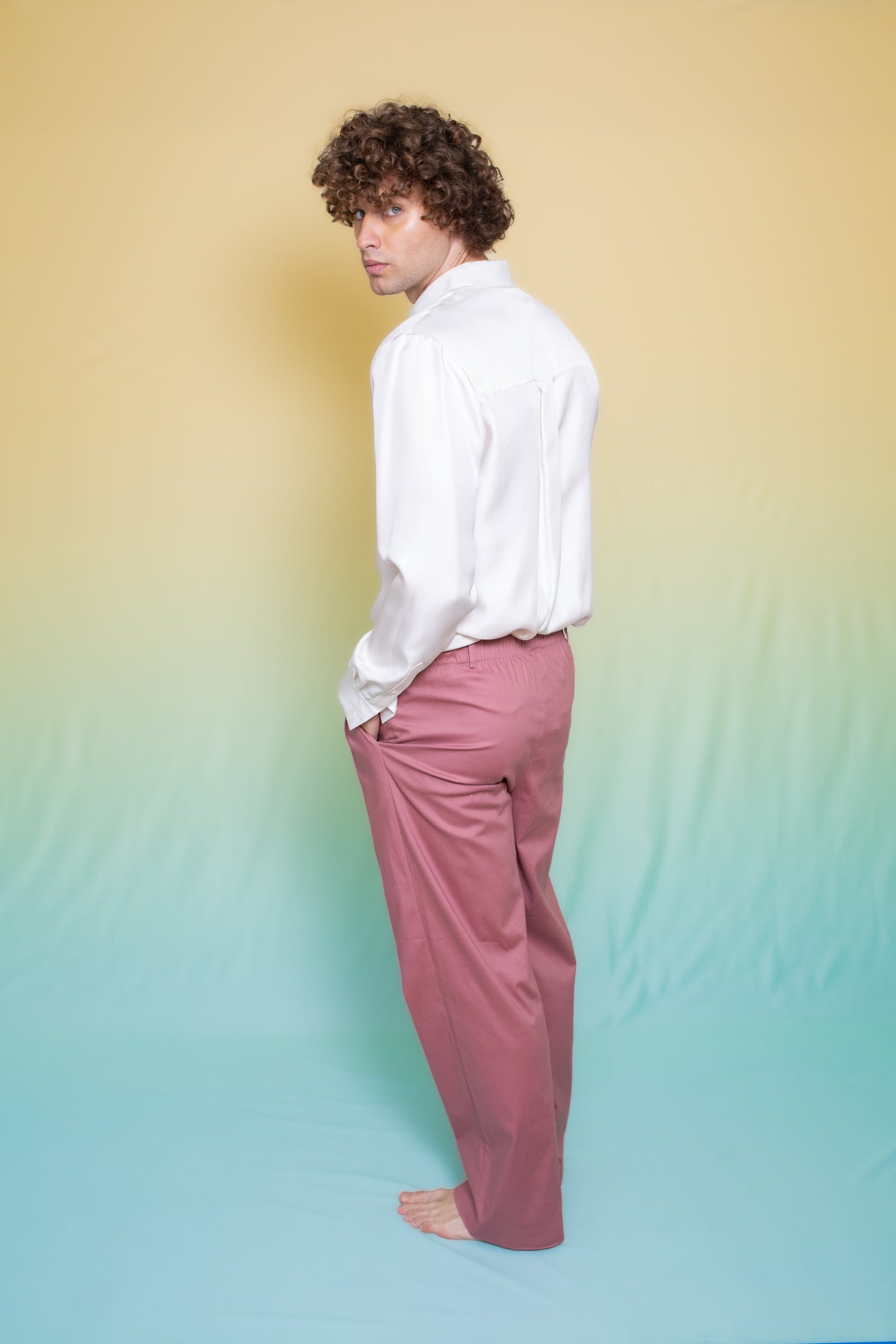 Ruben Long Sleeve Silk Shirt White 