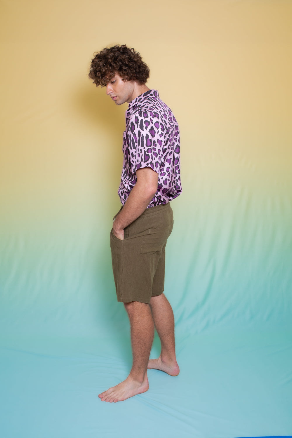 Boyfriend Silk Shirt Violet Jaguar 