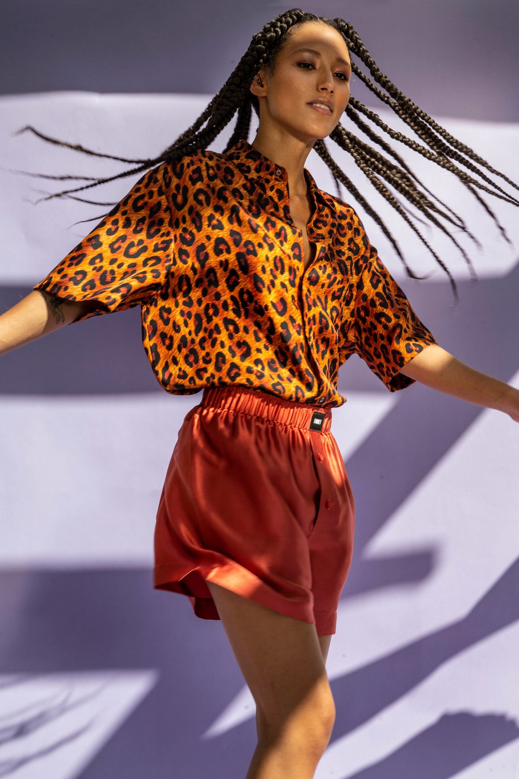 Boyfriend Silk Shirt Leopard