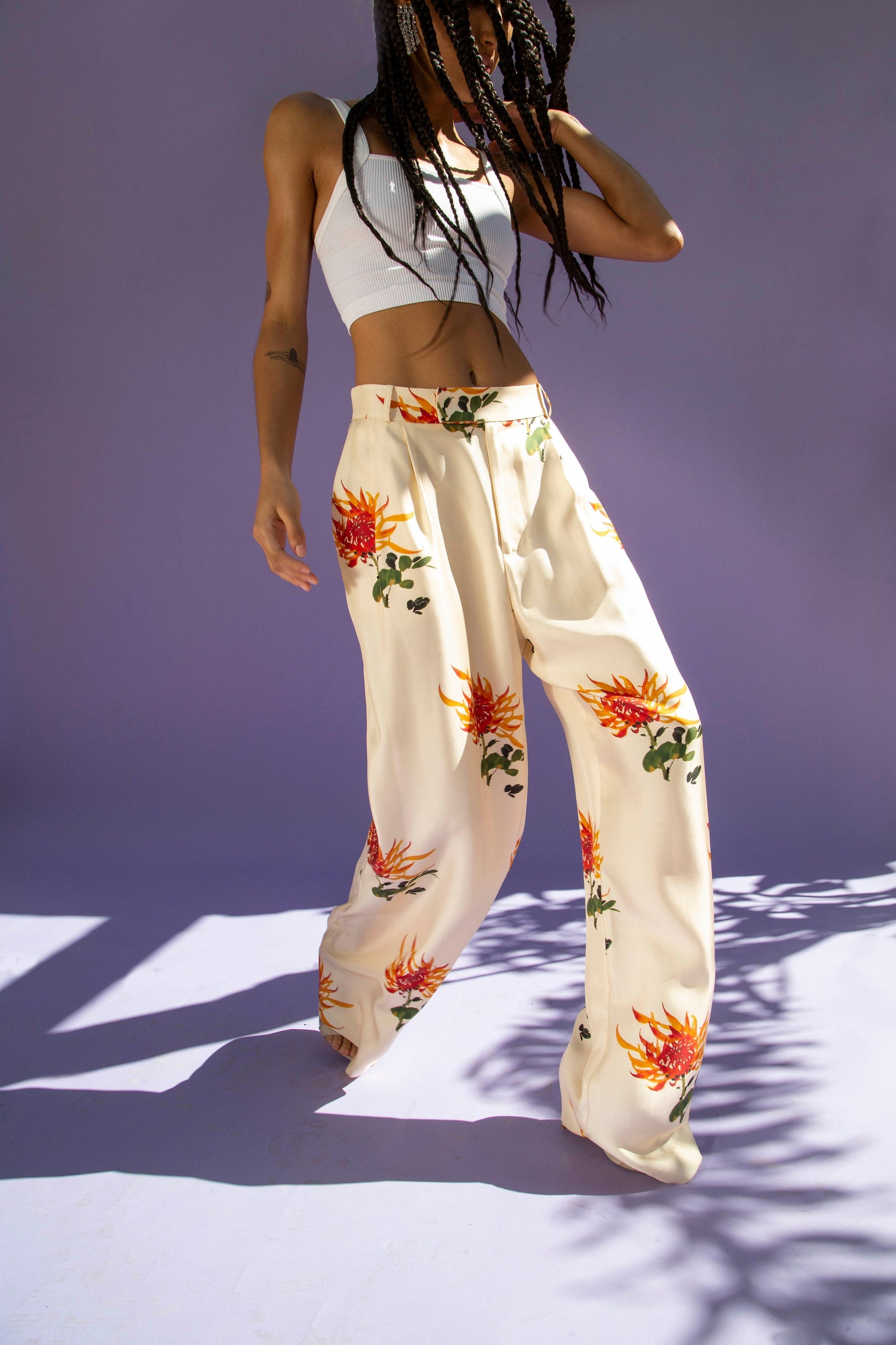 Salinas Silk Trouser Orange Chrysanthemum 