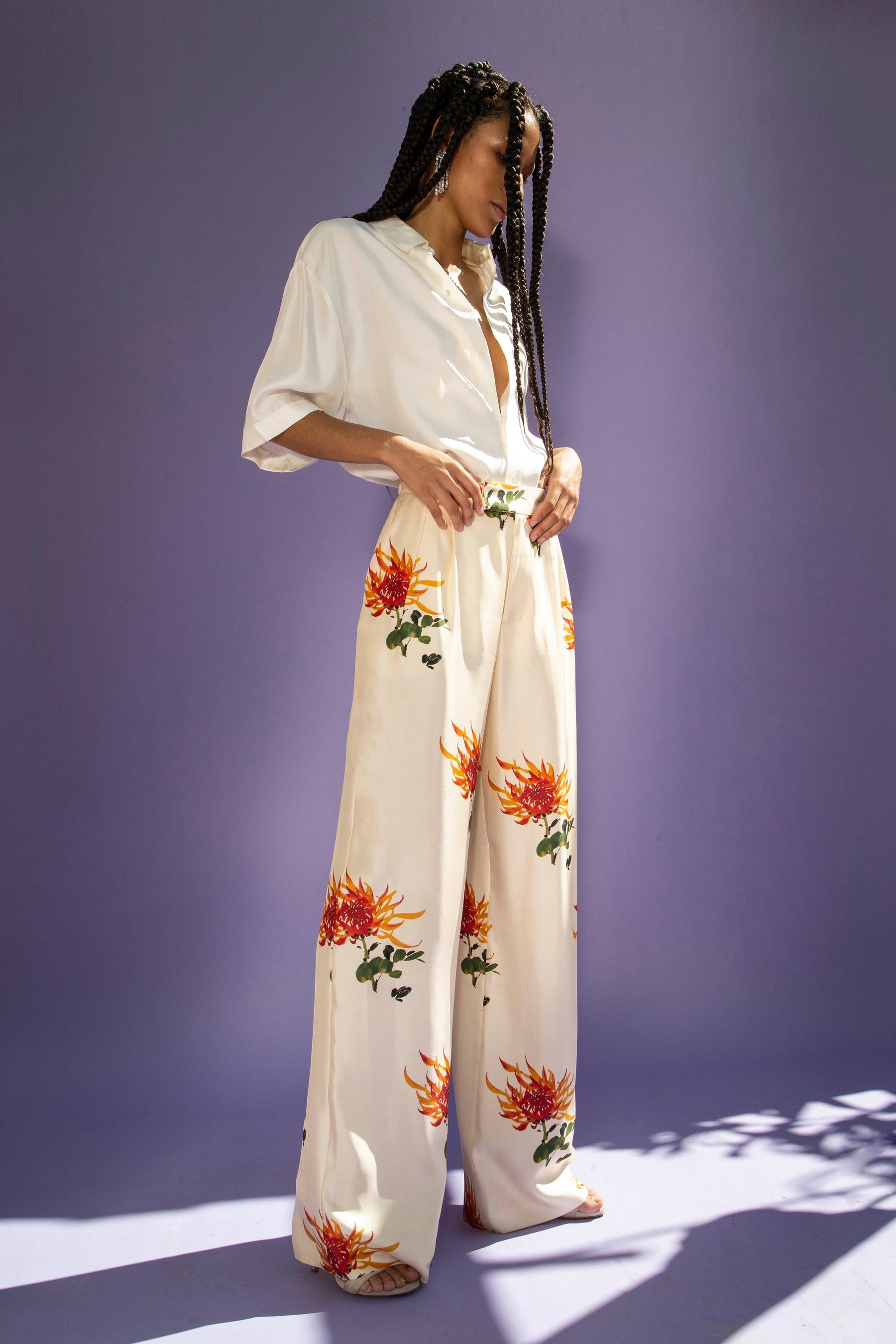 Salinas Silk Trouser Orange Chrysanthemum 