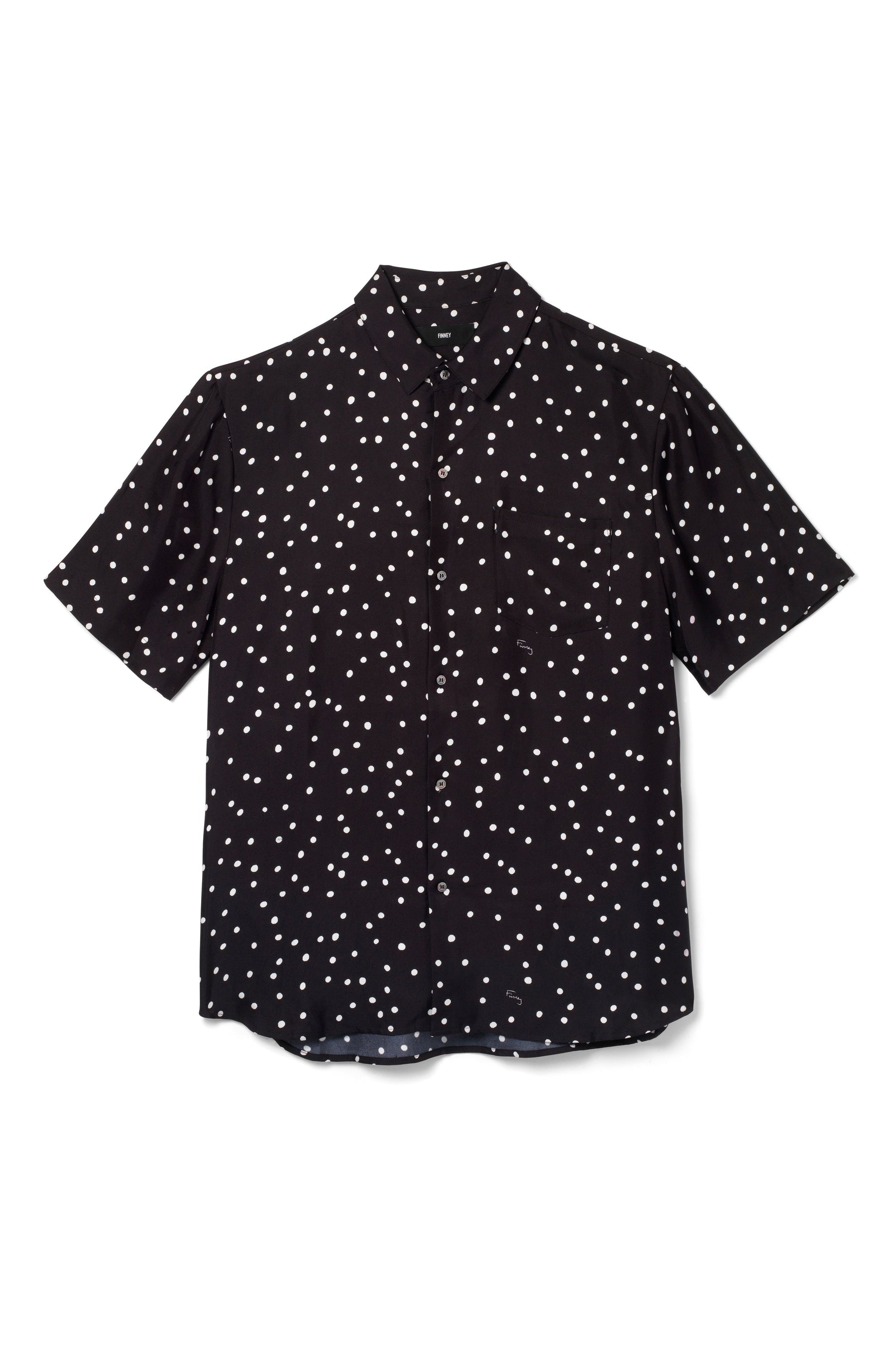 Boyfriend Silk Shirt Black Dalmatian 