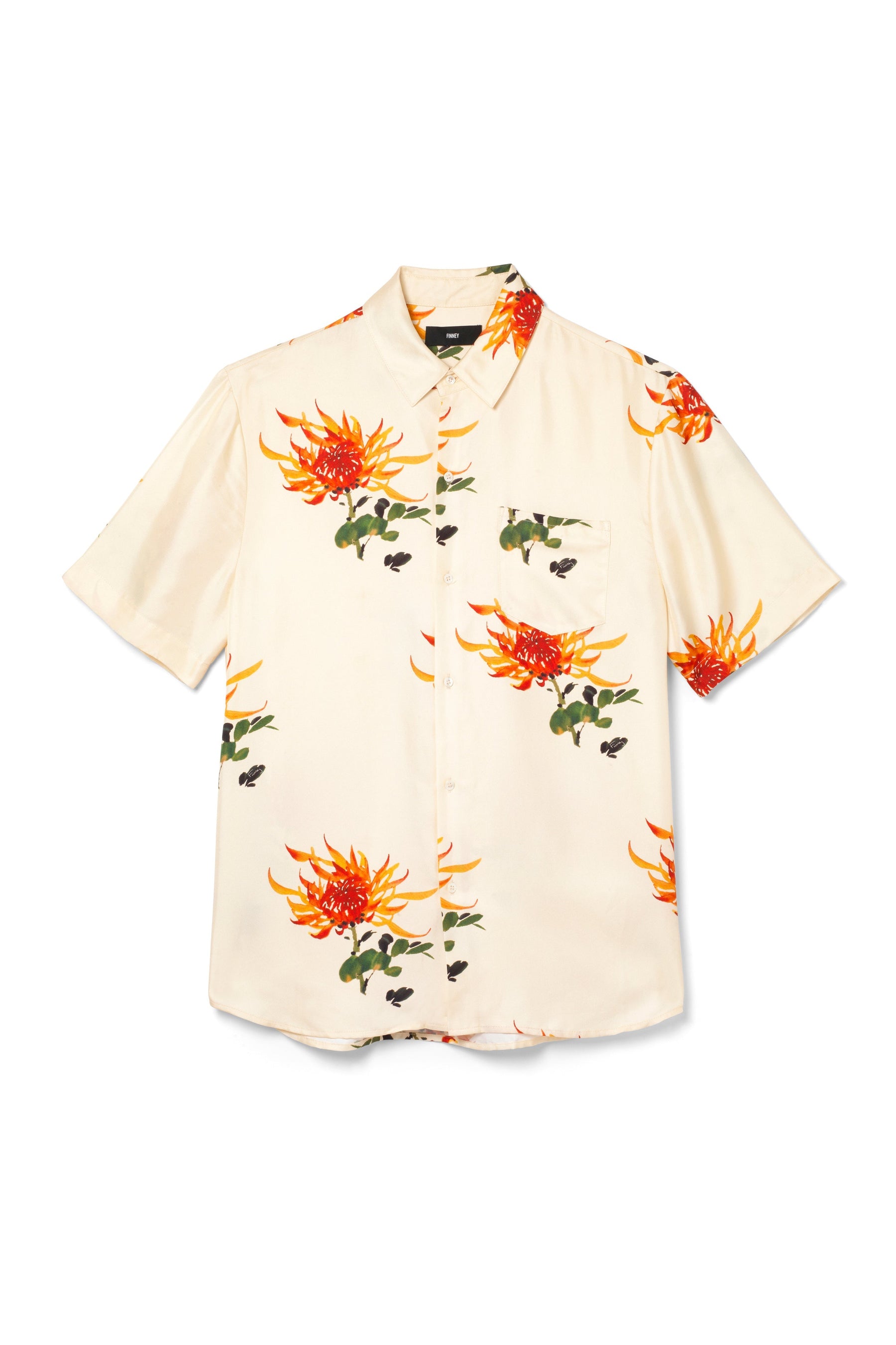 Boyfriend Silk Shirt Orange Chrysanthemum 
