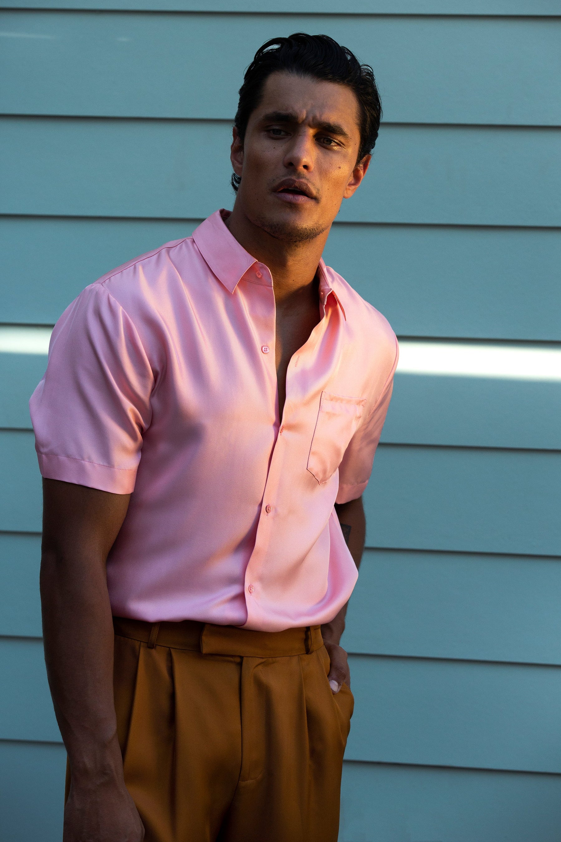 Boyfriend Silk Shirt Pink