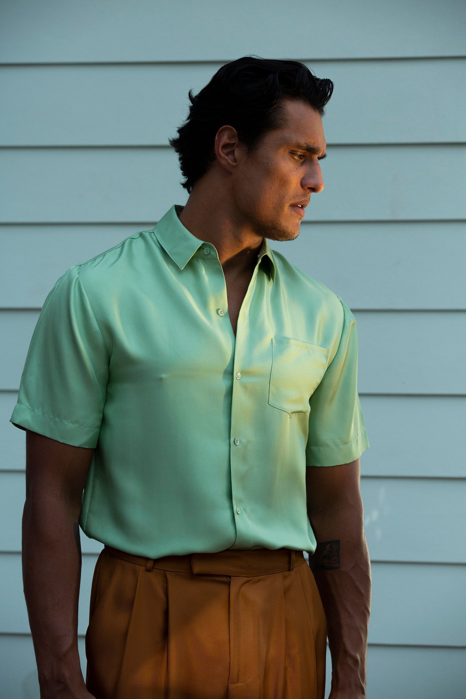 Boyfriend Silk Shirt Pistachio 