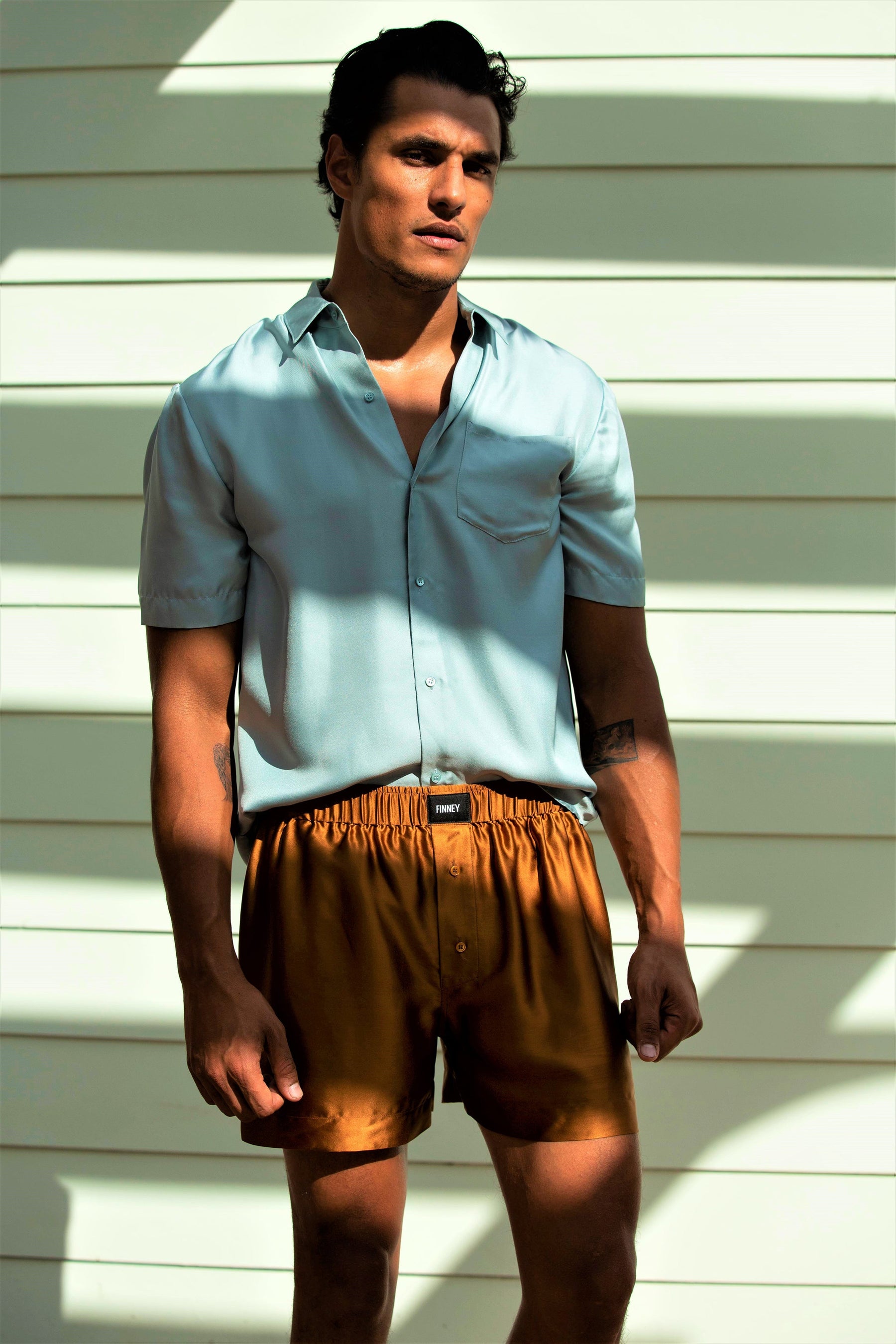 Boyfriend Silk Shirt Sky Blue 