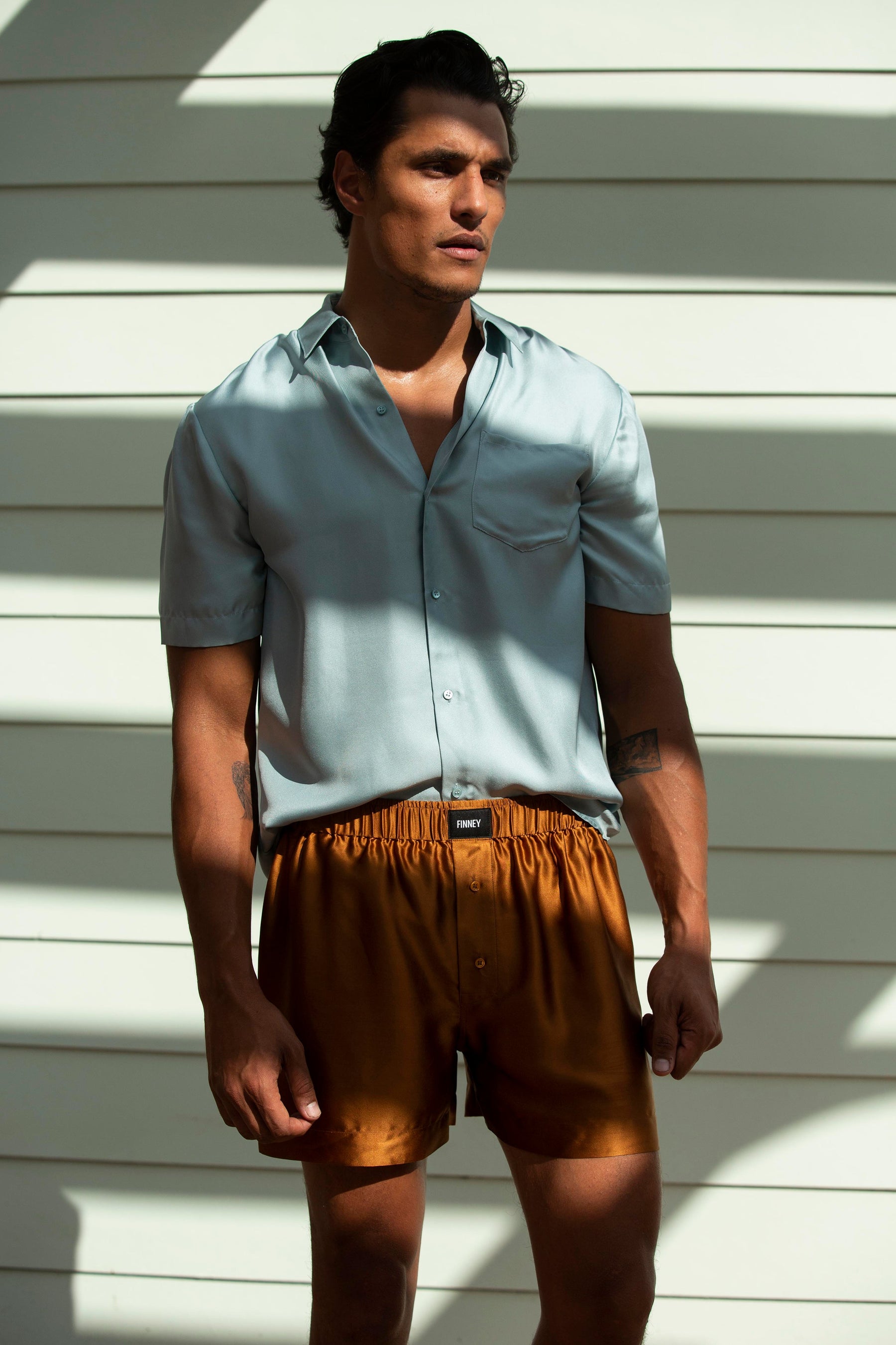 Boyfriend Silk Shirt Sky Blue 