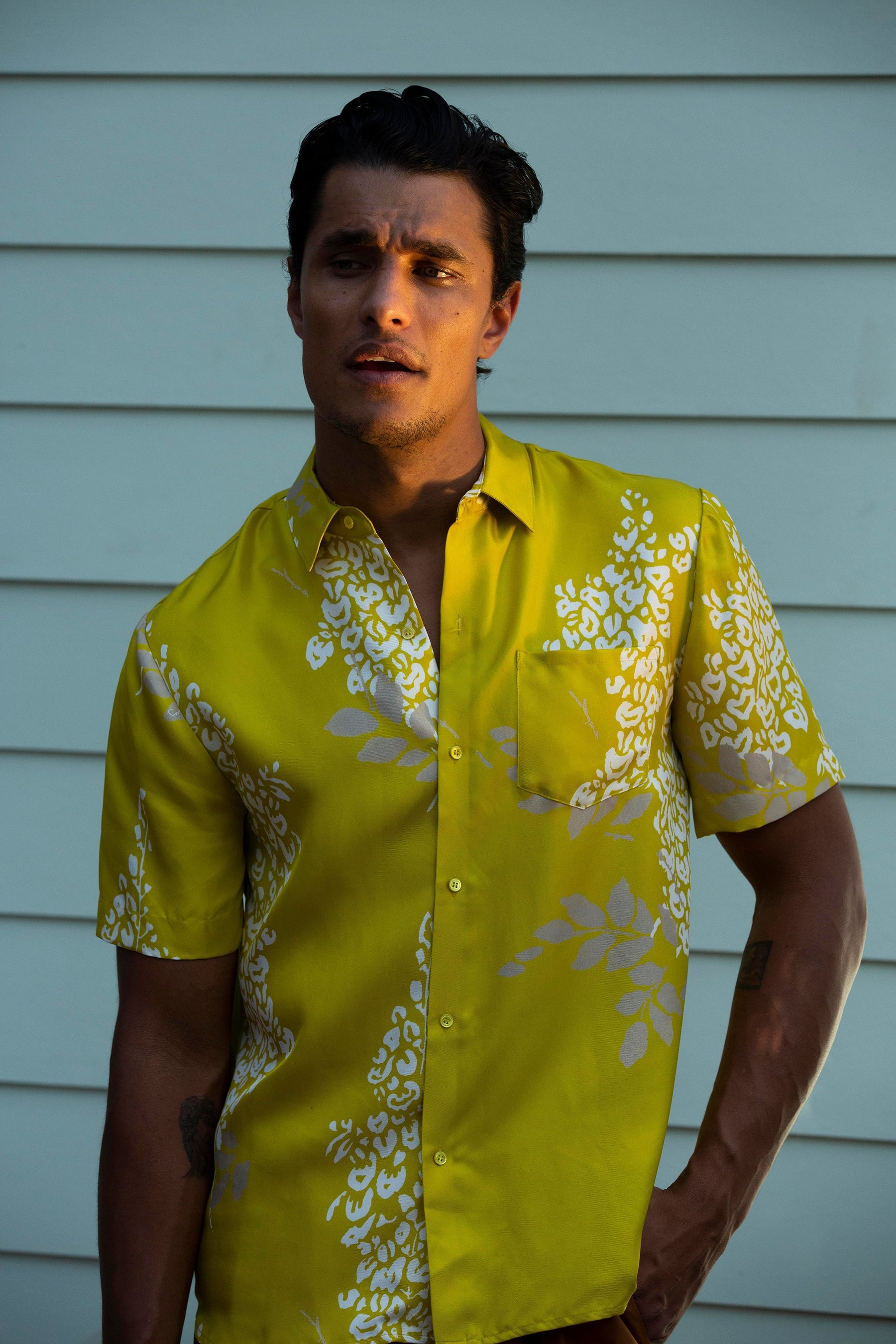 Boyfriend Silk Shirt Yellow Wisteria