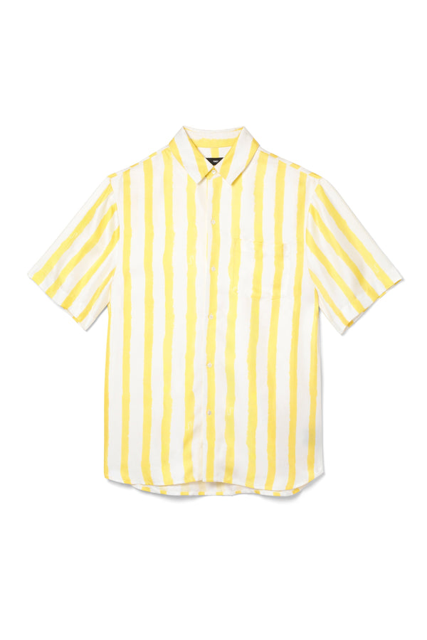 Boyfriend Silk Shirt Yellow Watercolour Stripe