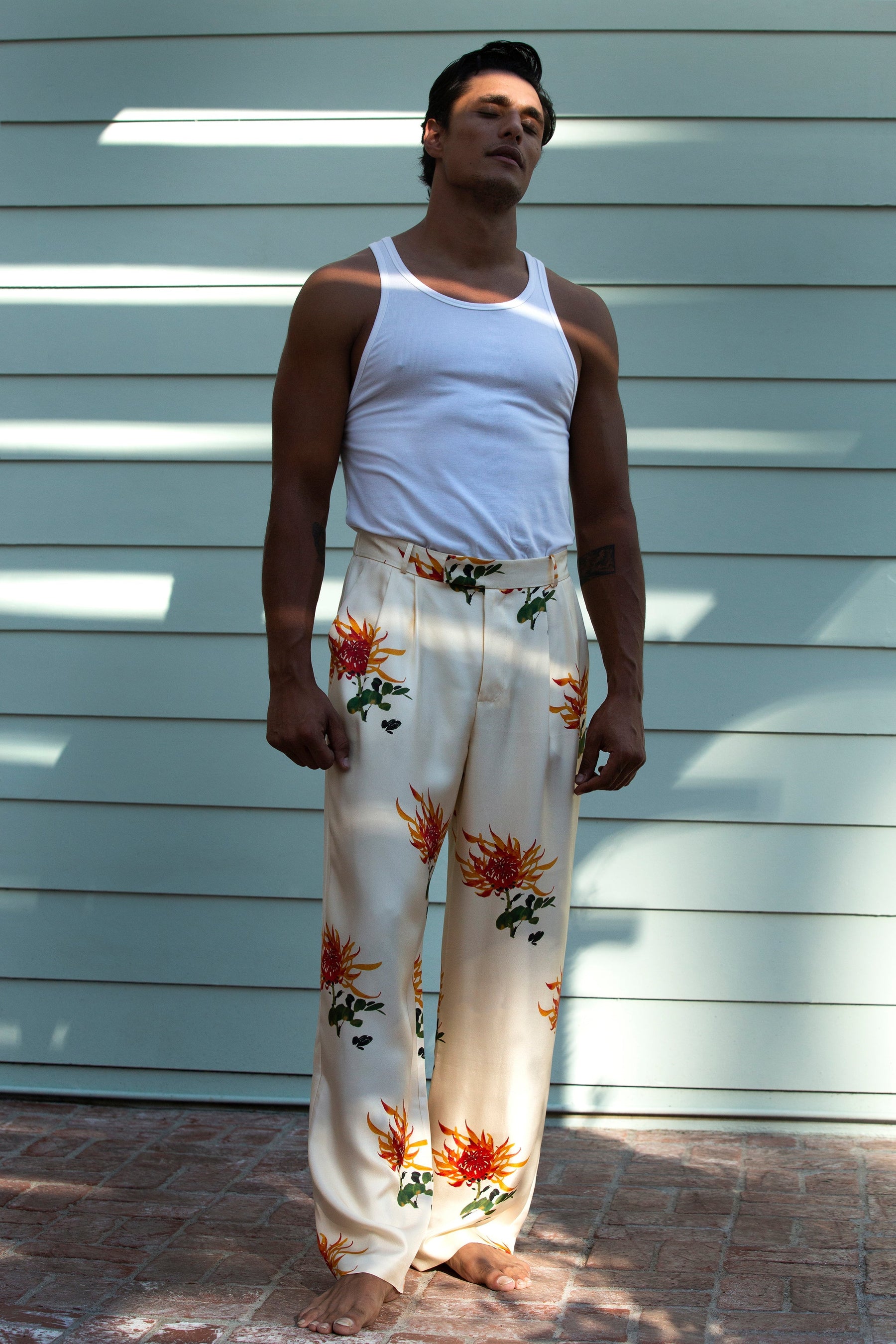 Salinas Silk Trouser Orange Chrysanthemum 