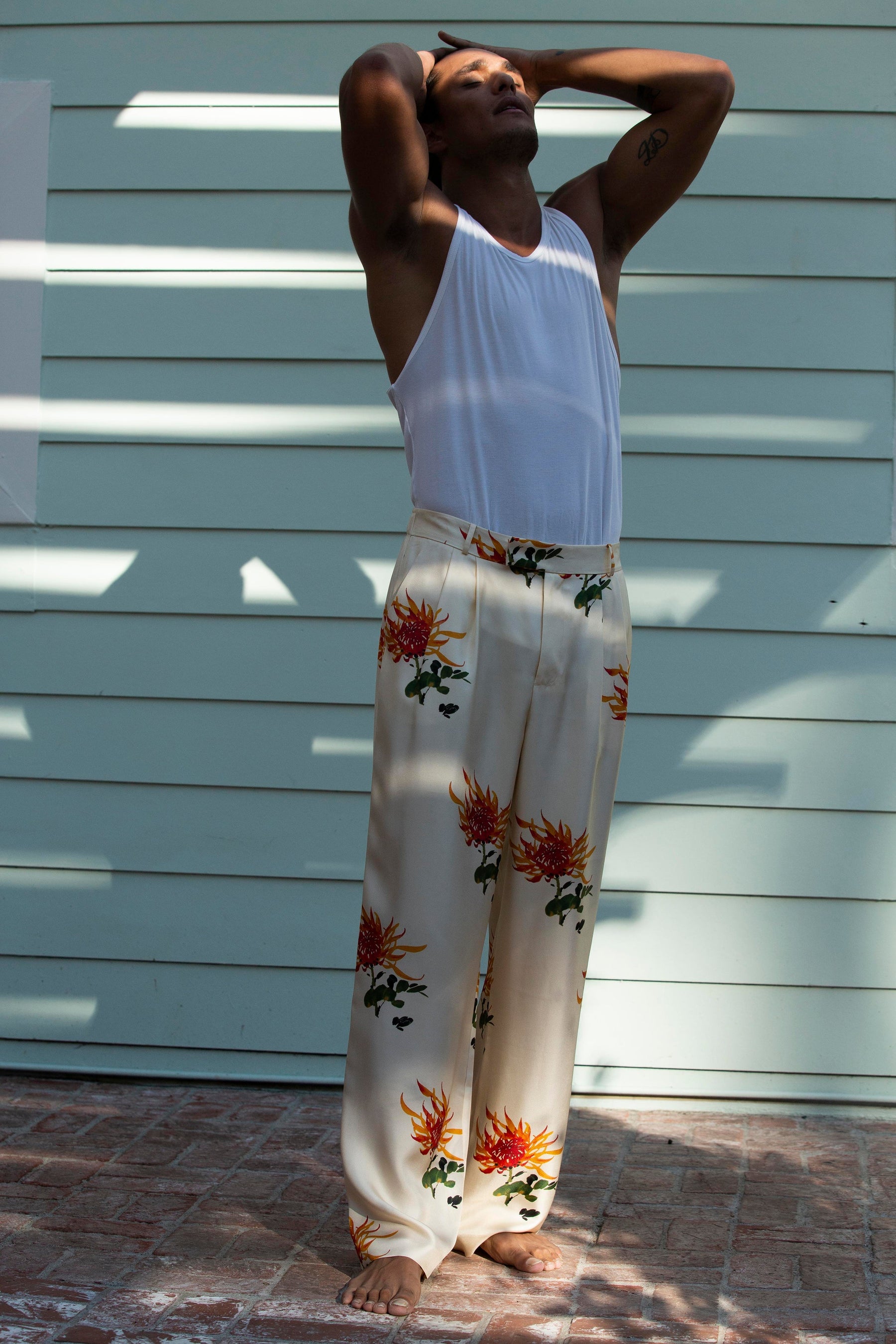 Salinas Silk Trouser Orange Chrysanthemum 