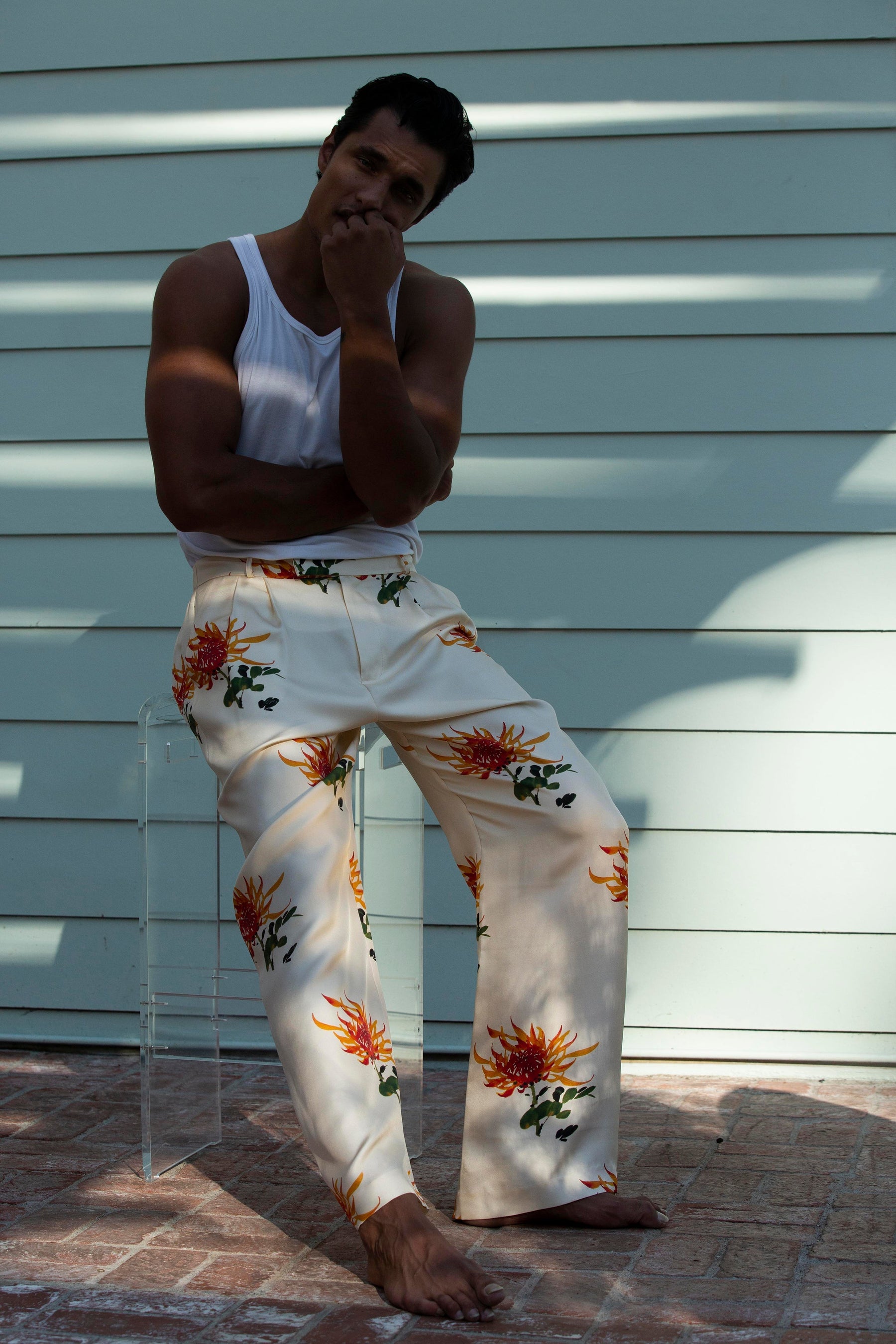 Salinas Silk Trouser Orange Chrysanthemum 