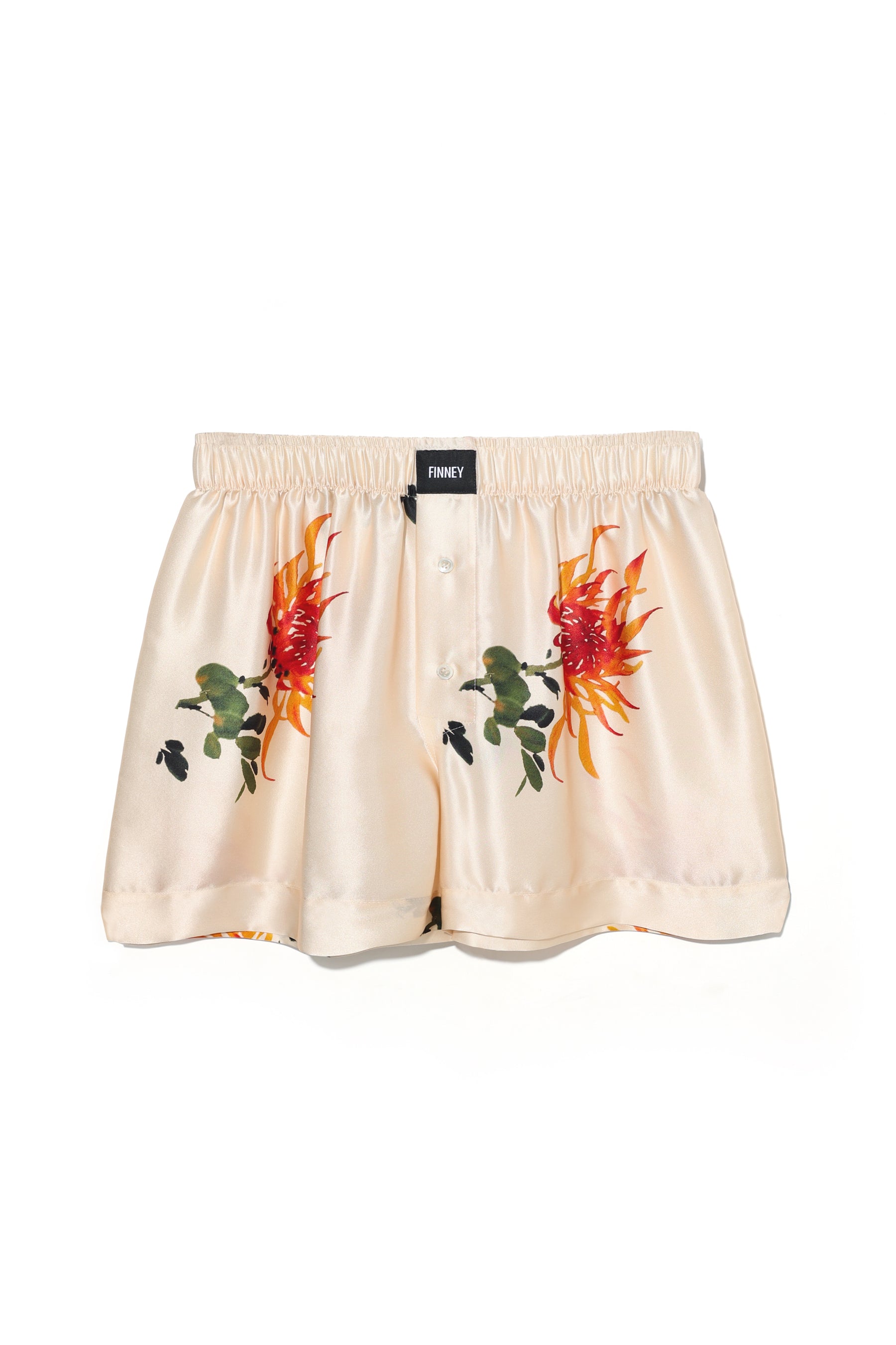 Le Weekend Silk Boxer Orange Chrysanthemum 