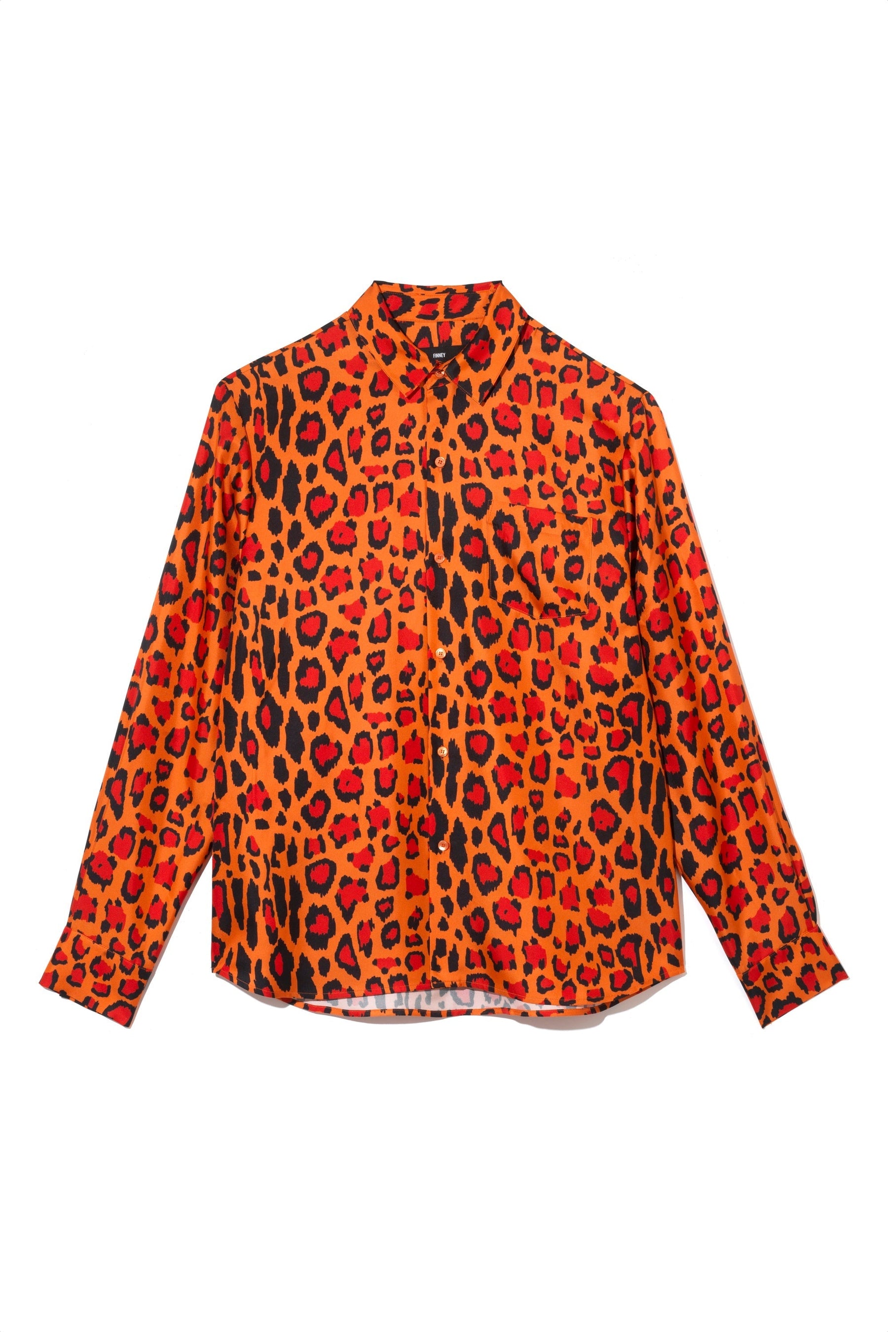 Ruben Long Sleeve Silk Shirt Red Jaguar 