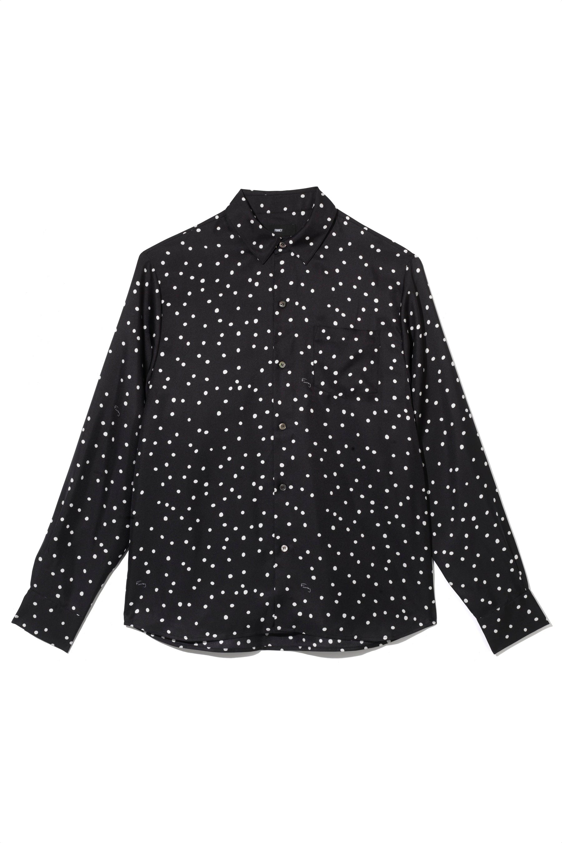 Ruben Long Sleeve Silk Shirt Black Dalmatian 