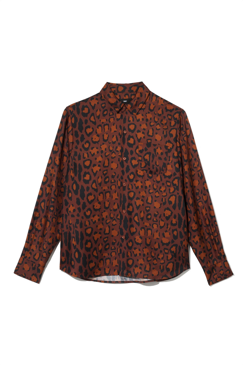 Ruben Long Sleeve Silk Shirt Chocolate Jaguar 