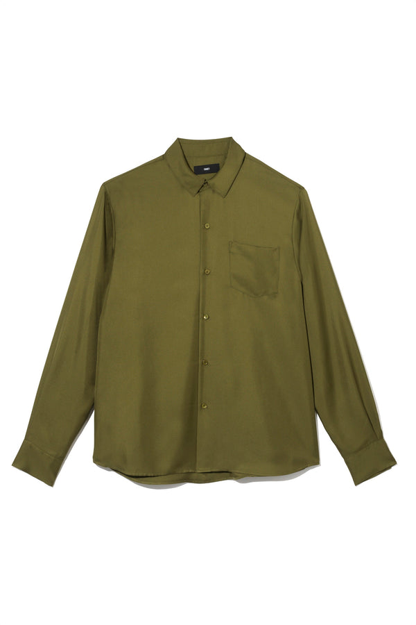 Ruben Long Sleeve Silk Shirt Khaki 